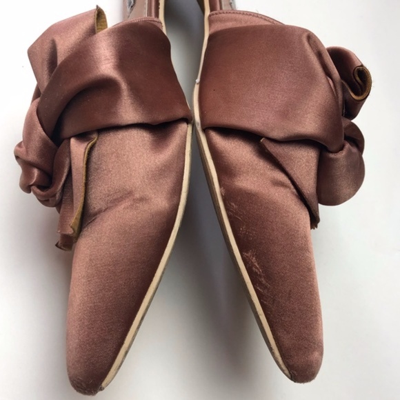 Cape Robbin Rose Gold/Pink Satin Ruffled Mules - Picture 5 of 7